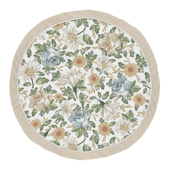 Sweet Jojo Designs Vintage Floral Blue Yellow and Beige Baby Play Mat