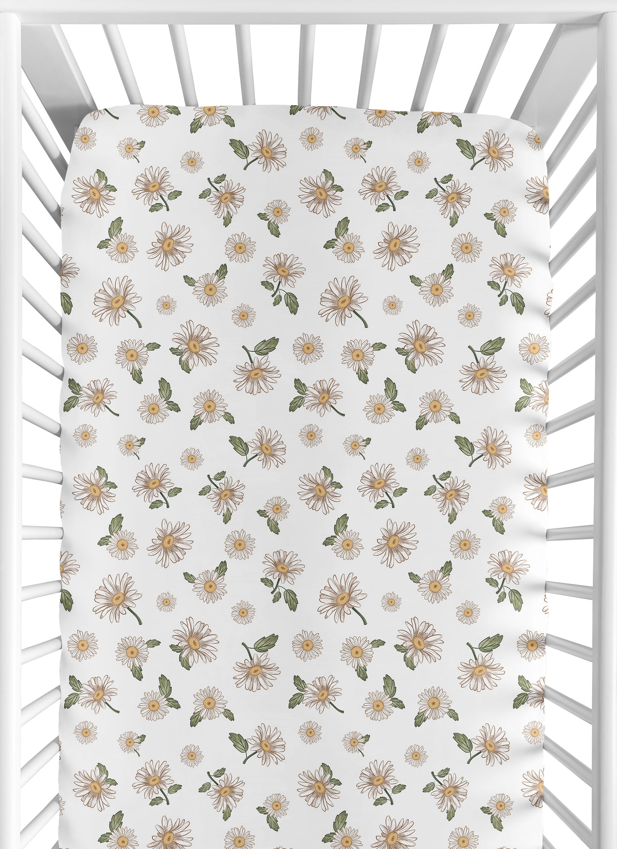 Sweet Jojo Designs Vintage Floral Daisy Print Girl Fitted Crib Sheet