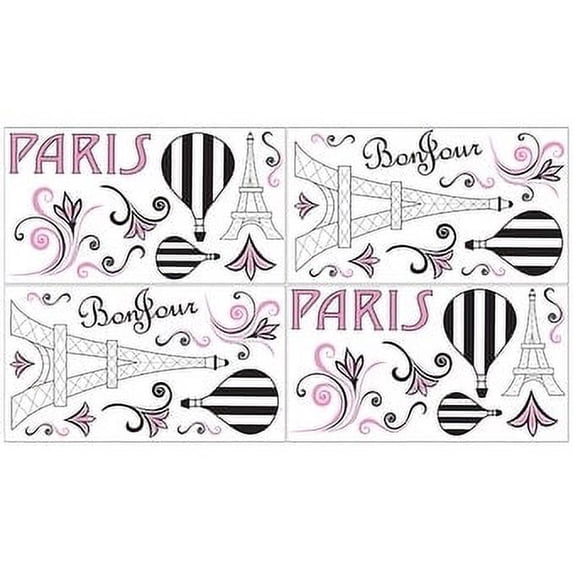 Sweet Jojo Designs Wall Decal Stickers for the Paris Collection (Set of 4)