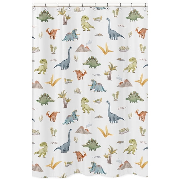 Sweet Jojo Designs Watercolor Dinosaur Dino Boy Fabric Shower Curtain