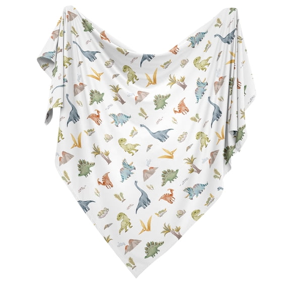 Sweet Jojo Designs Watercolor Dinosaur Dino Boy Swaddle Blanket