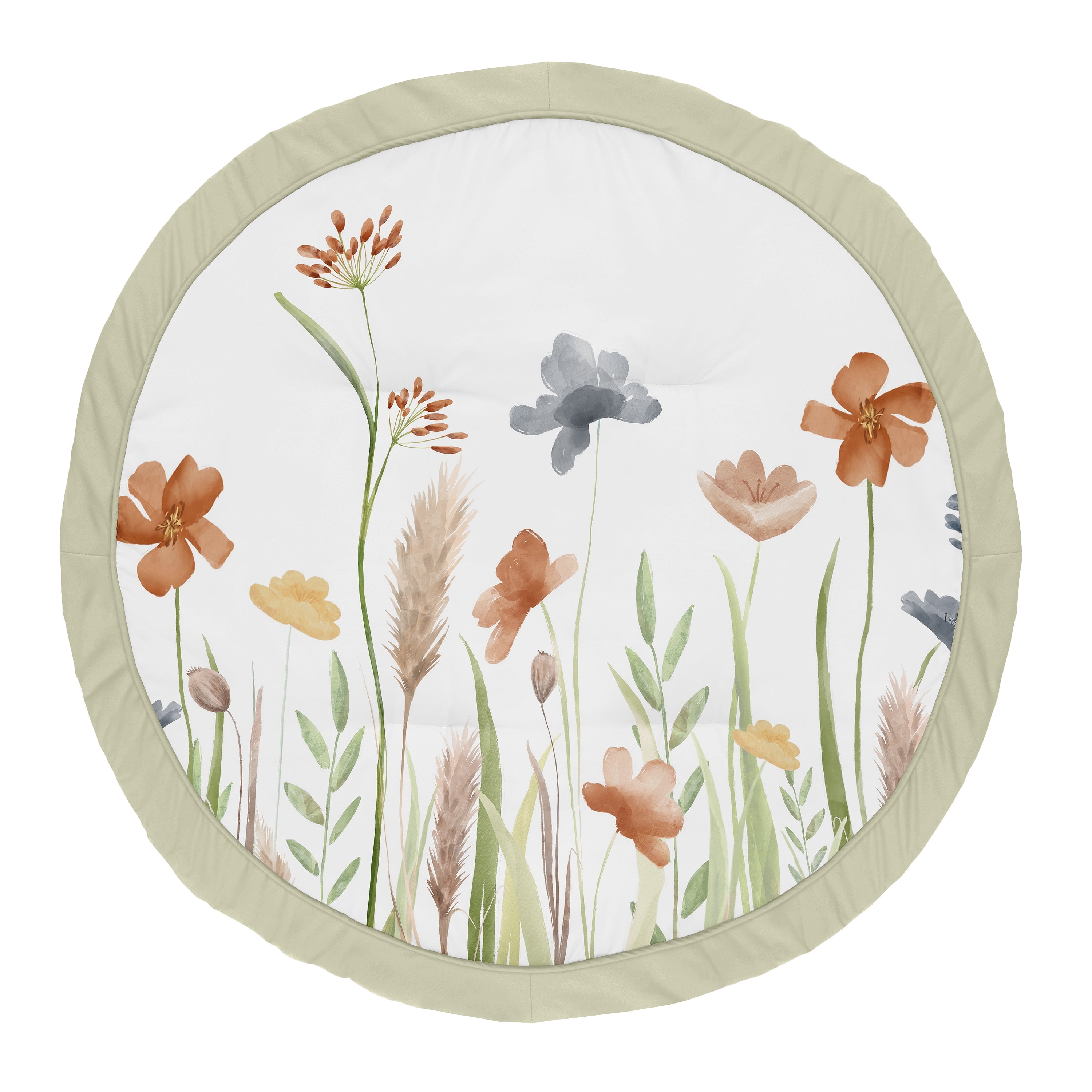 Sweet Jojo Designs Watercolor Floral Garden Green Blue and Orange Baby Play Mat