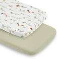 thumbnail image 1 of Sweet Jojo Designs Watercolor Floral Garden Green Orange and Beige Baby Bassinet Fitted Sheets 2 Piece Set, 1 of 6
