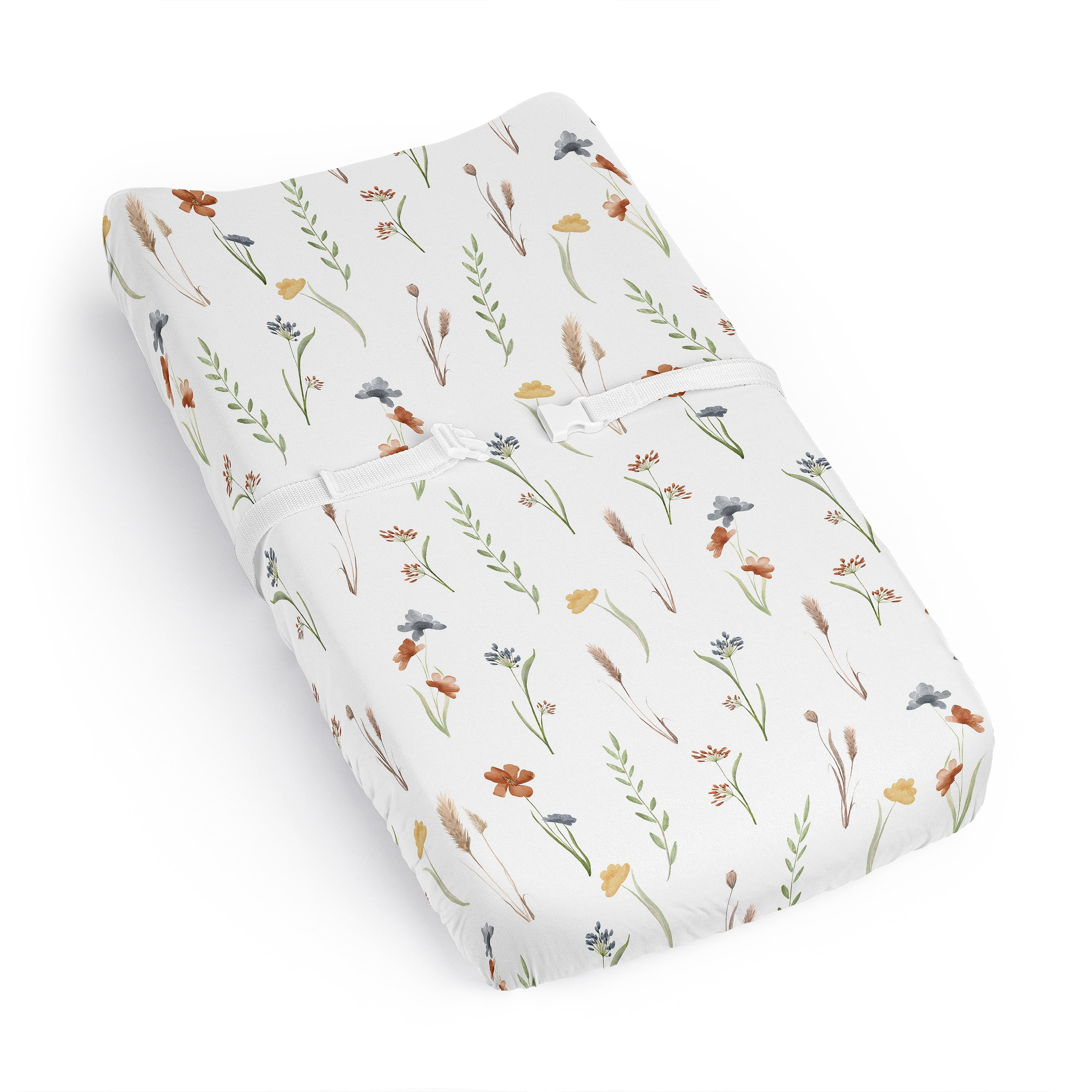 Sweet Jojo Designs Watercolor Floral Garden Sage Green Girl Changing Pad Cover Sheet