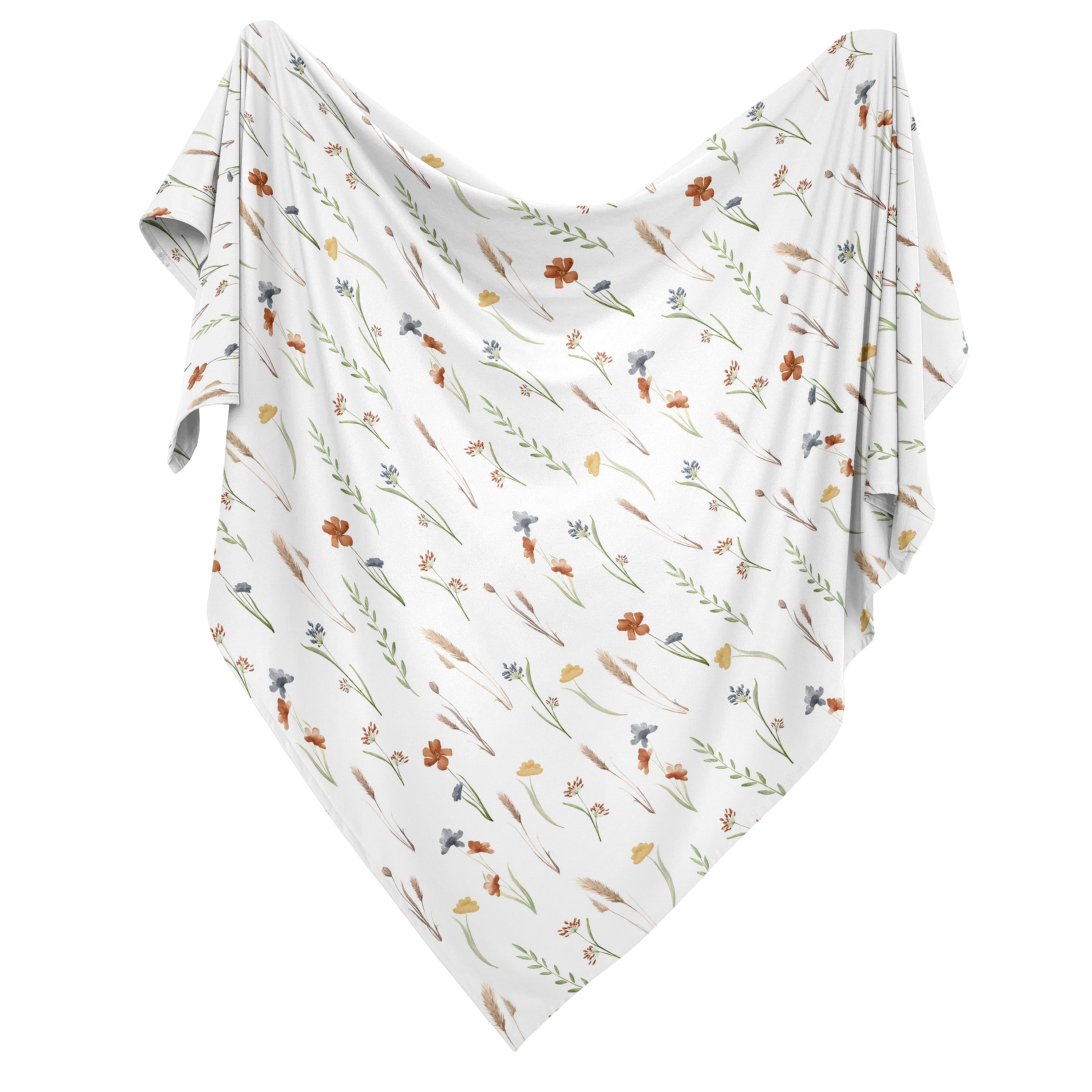 Sweet Jojo Designs Watercolor Floral Garden Sage Green Girl Swaddle Blanket