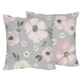 thumbnail image 1 of Sweet Jojo Designs Watercolor Floral Grey Girl Square Decorative Throw Pillow Covers Set 2 Piece 18in., 1 of 5