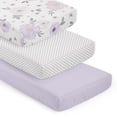 thumbnail image 1 of Sweet Jojo Designs Watercolor Floral Lavender and Grey Girl Fitted Crib Sheets Set 3 Piece, 1 of 6