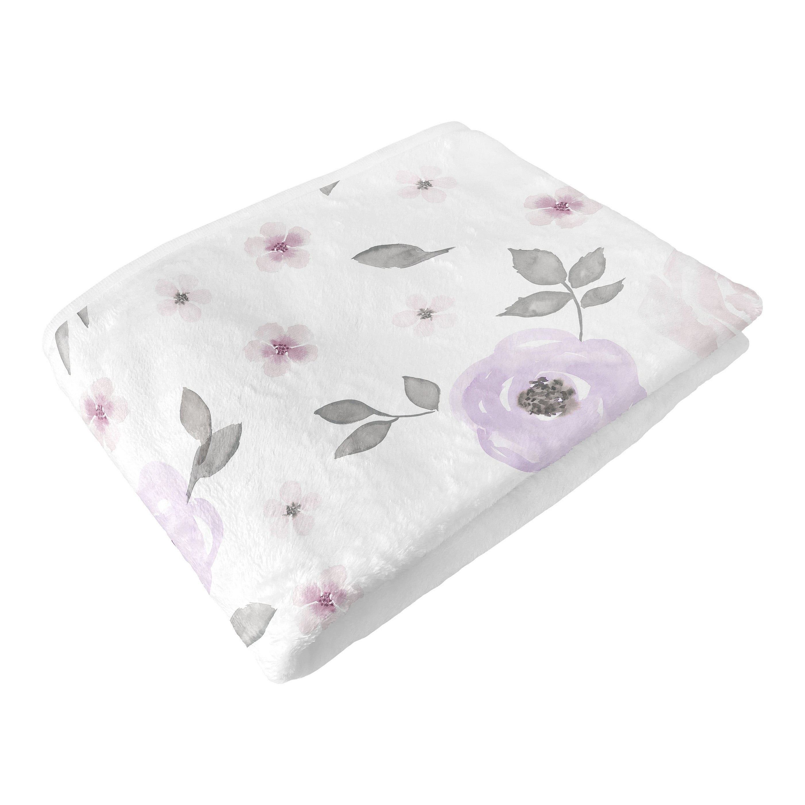 Sweet Jojo Designs Watercolor Floral Lavender and Grey Girl Toddler Blanket Baby Swaddle