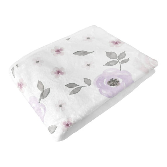 Sweet Jojo Designs Watercolor Floral Lavender and Grey Girl Toddler Blanket Baby Swaddle