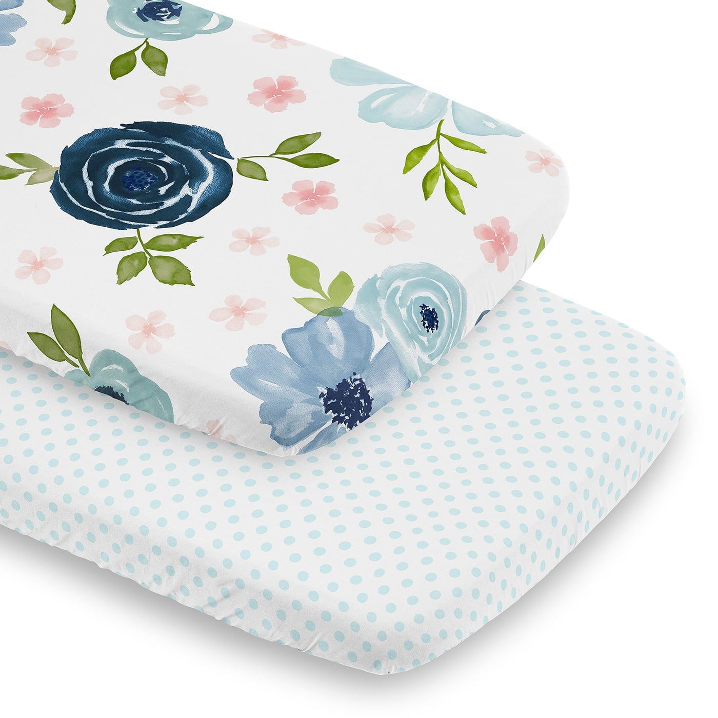 Sweet Jojo Designs Pink and Blue Floral Baby Bassinet Sheet Set