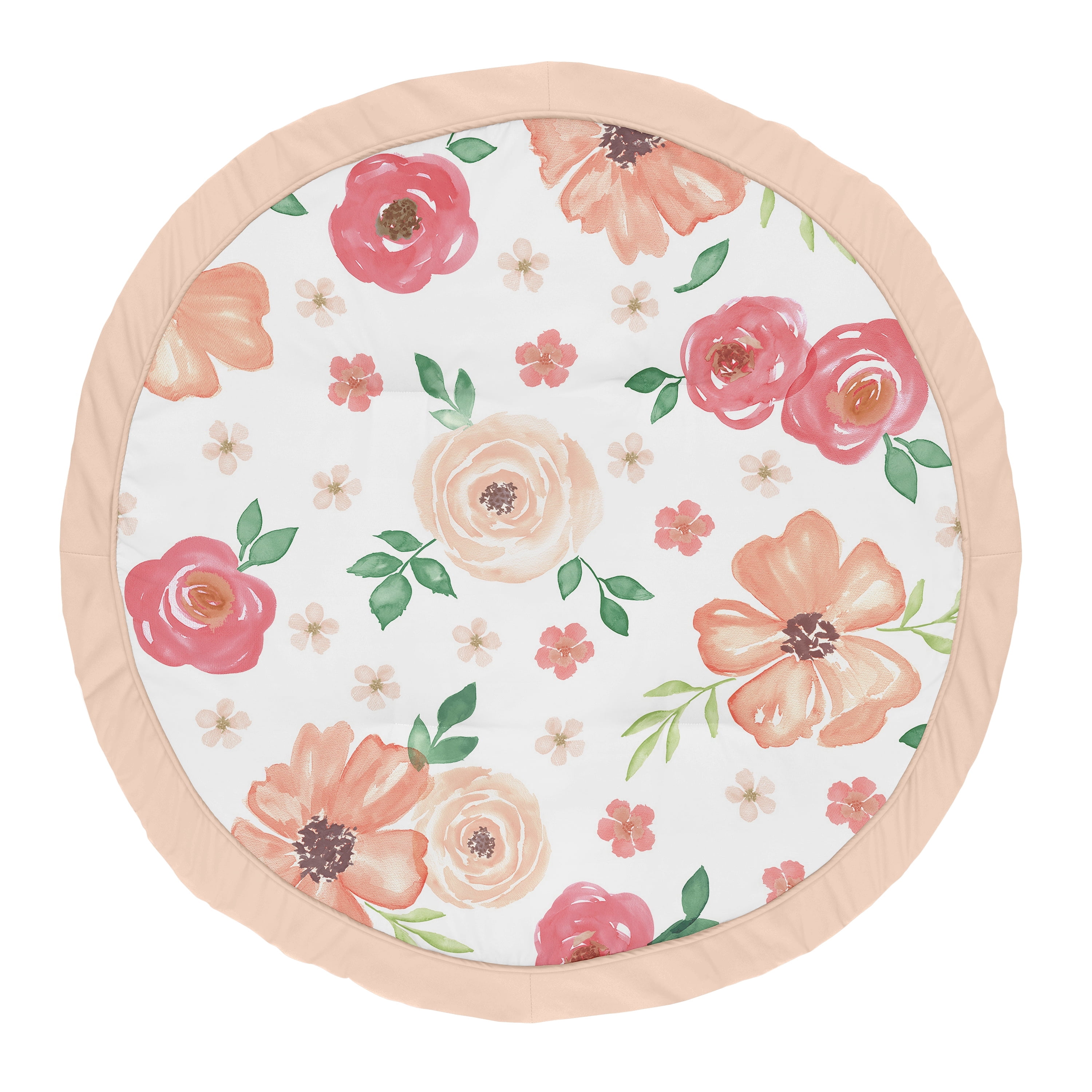 Sweet Jojo Designs Watercolor Floral Peach Green and White Baby Play Mat