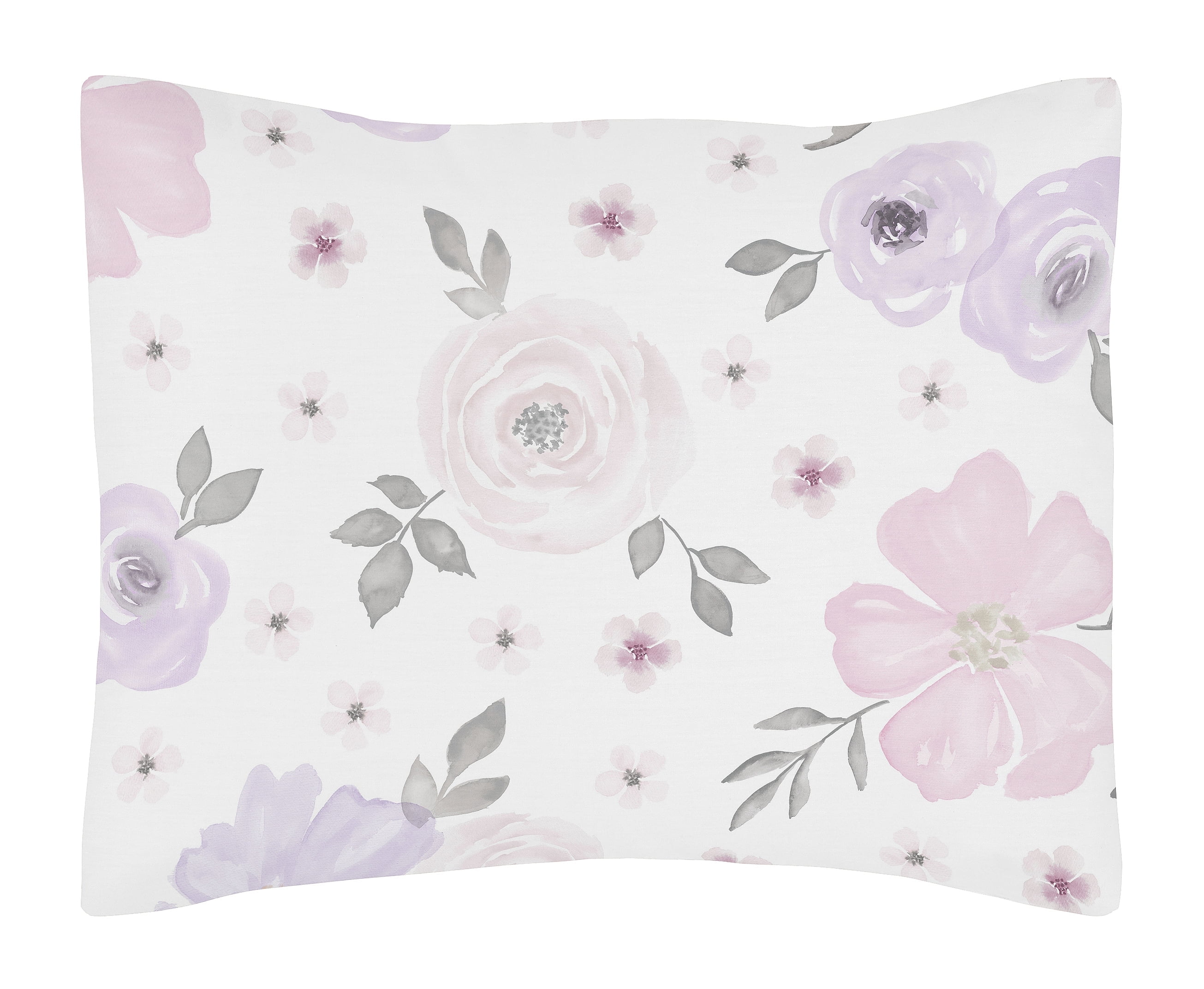Lavender and Pink Watercolor Floral Microfiber Sham
