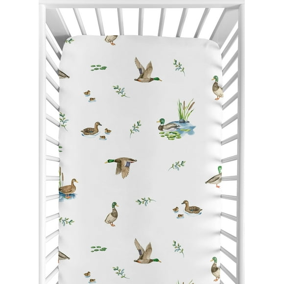 Sweet Jojo Designs Watercolor Mallard Ducks Boy, Girl, Unisex/Gender Neutral Fitted Crib Sheet