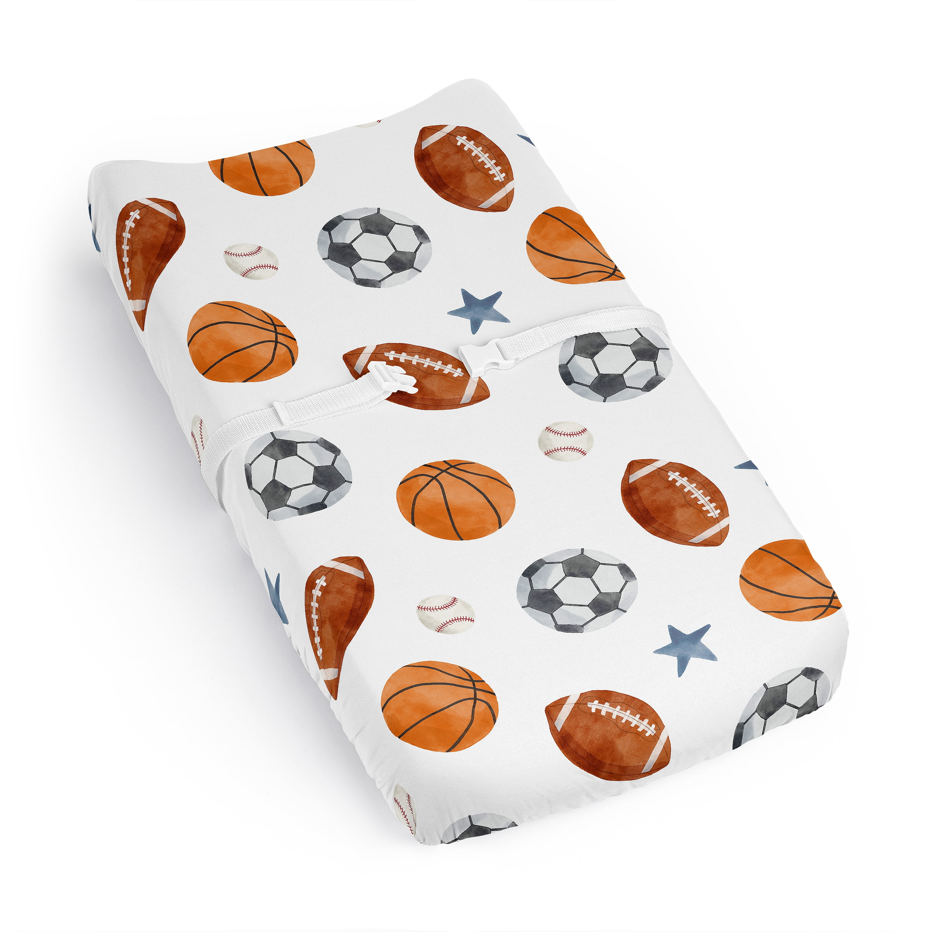 Sweet Jojo Designs Watercolor Sports Theme Boy Changing Pad Cover Sheet