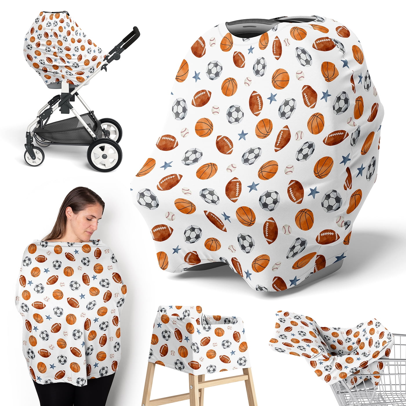Sweet Jojo Designs Watercolor Sports Theme Boy Multi Use Baby Car Seat and Nursing Cover