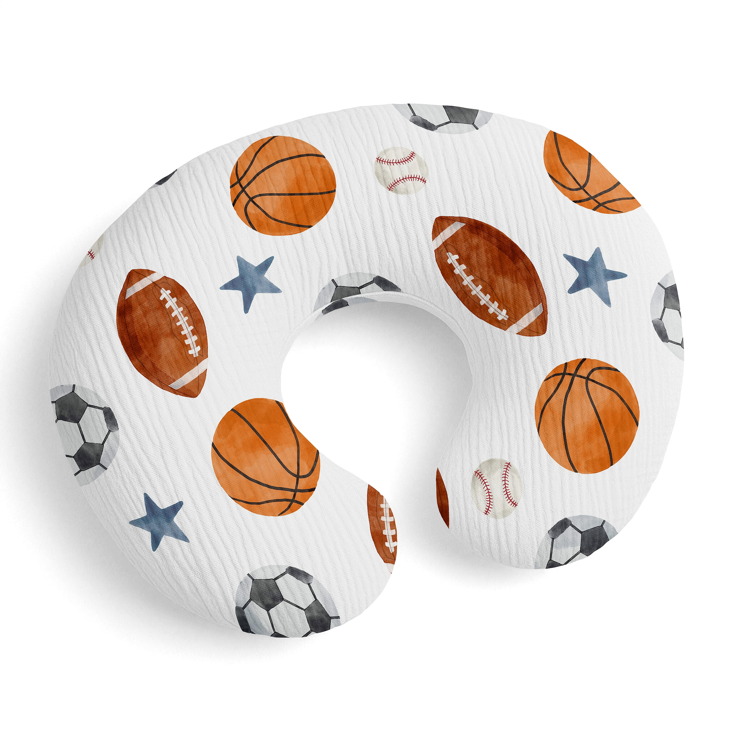 Sweet Jojo Designs Watercolor Sports Theme Boy Muslin 100% Cotton Nursing Pillow Cover