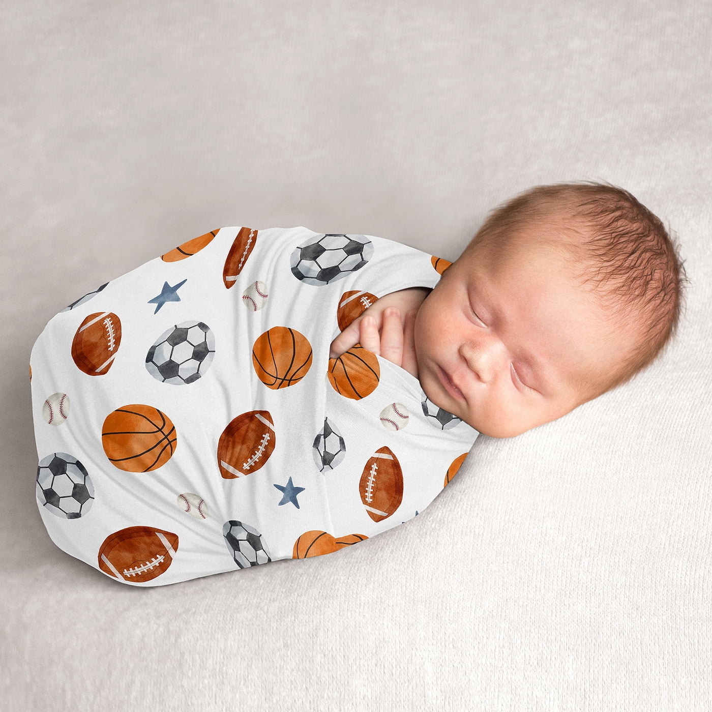Sweet Jojo Designs Watercolor Sports Theme Boy Swaddle Blanket