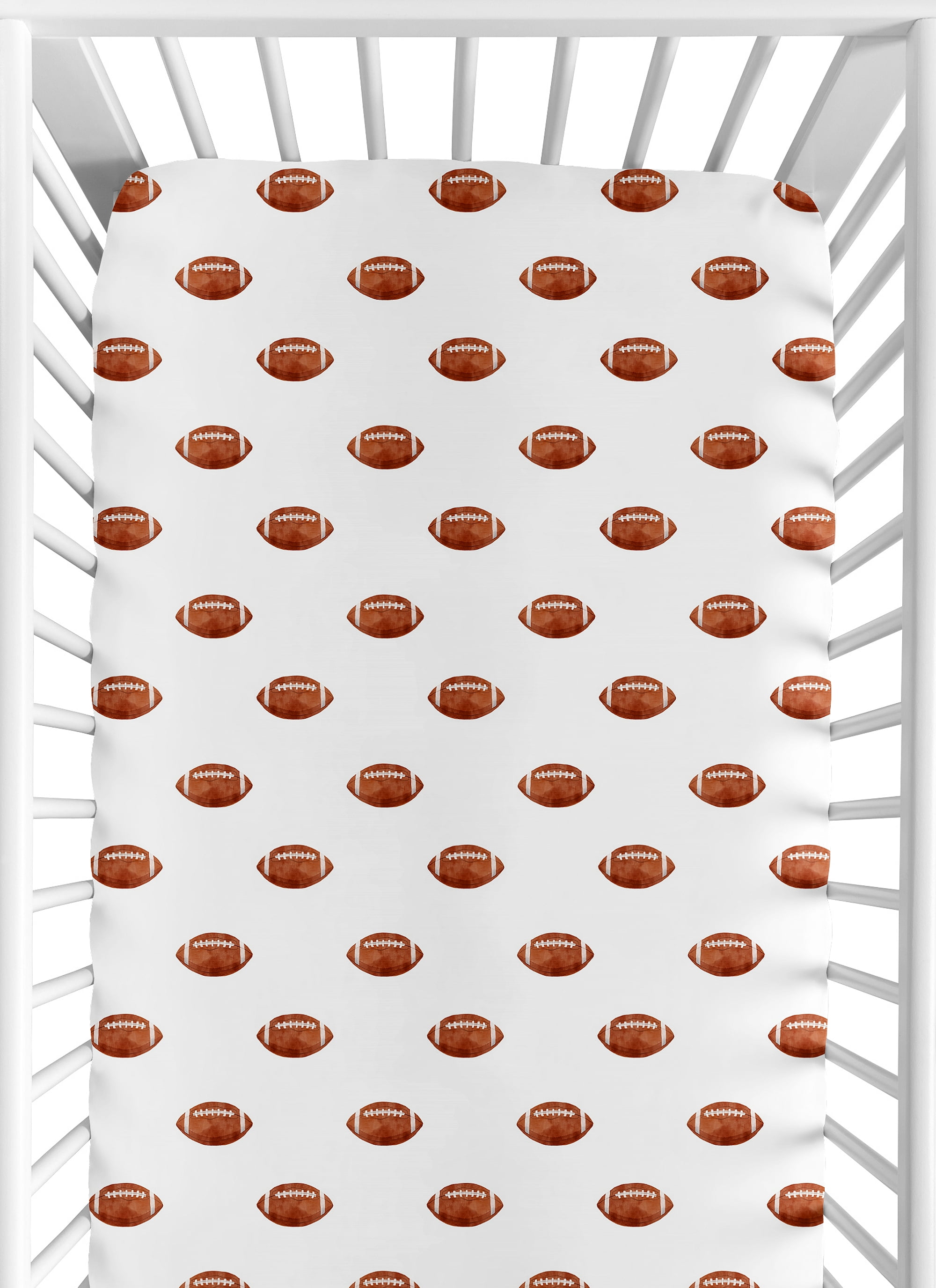 Sweet Jojo Designs Watercolor Sports Theme Brown and White Fitted Crib Sheet