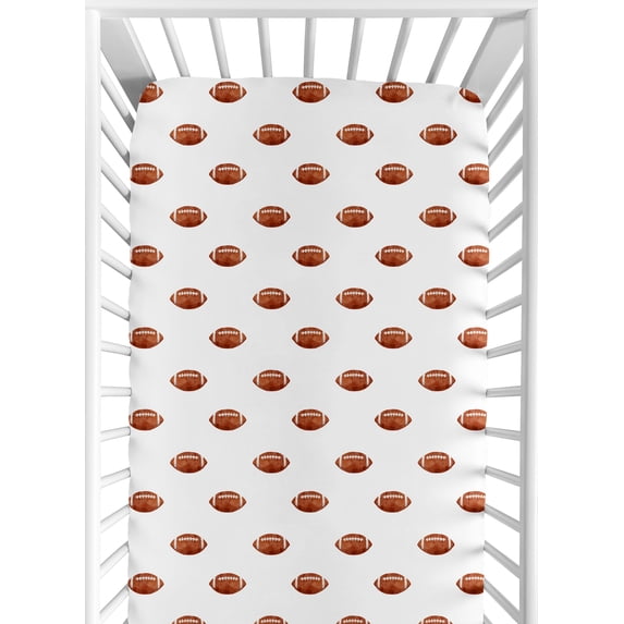 Sweet Jojo Designs Watercolor Sports Theme Brown and White Fitted Crib Sheet