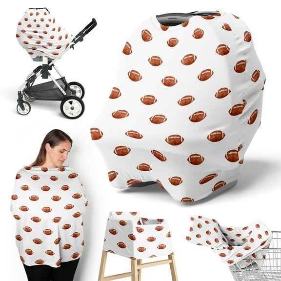 Sweet Jojo Designs Watercolor Sports Theme Football Print Boy Multi Use Baby Car Seat and Nursing Cover
