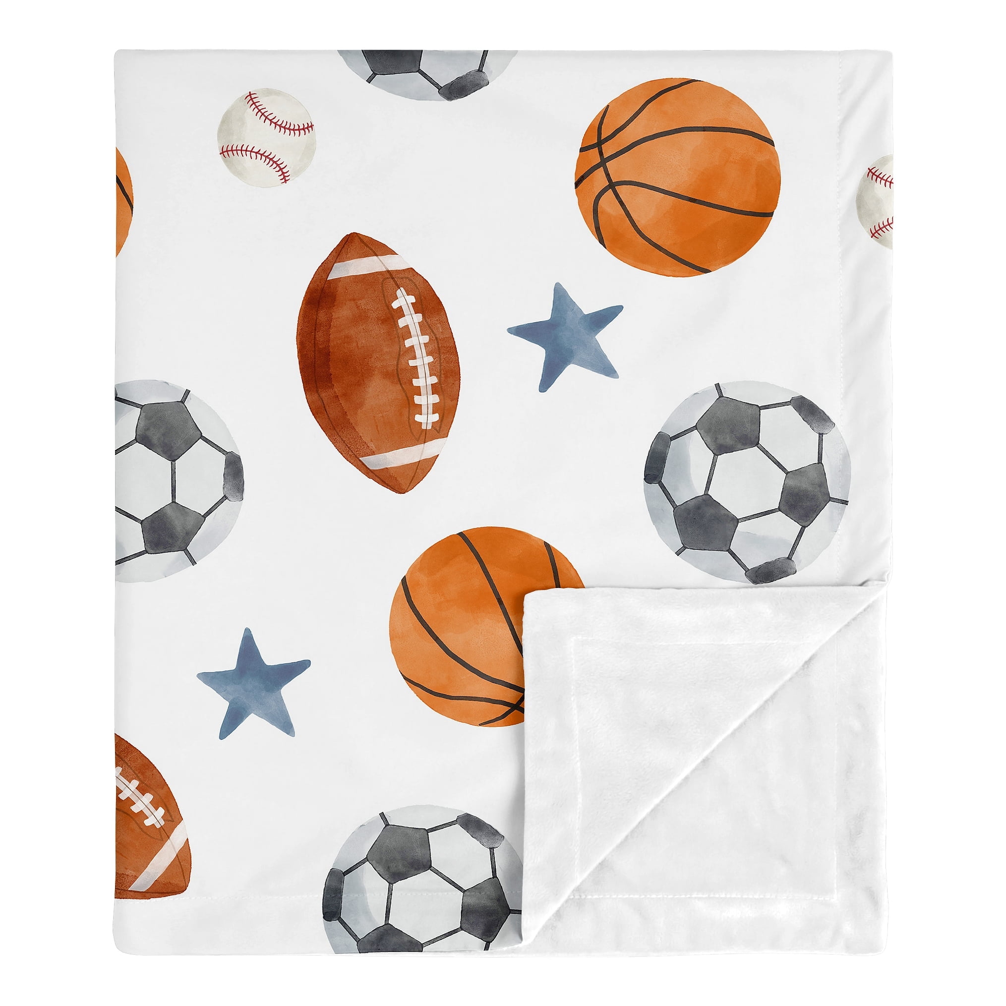 Sweet Jojo Designs Watercolor Sports Theme Multicolor Baby Security Blanket