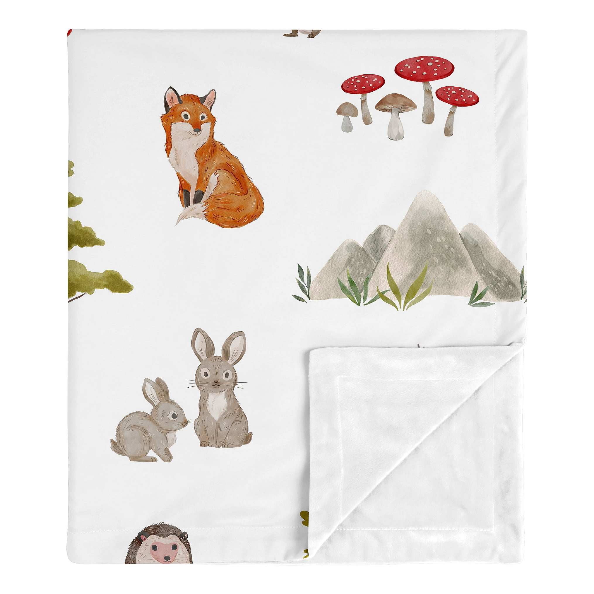 Sweet Jojo Designs Watercolor Woodland Forest Animals Boy Girl Gender Neutral Unisex Baby Receiving Security Blanket