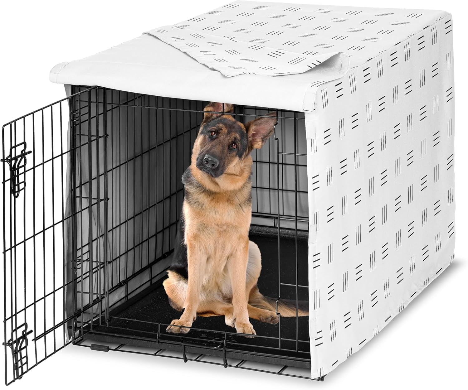 Picture of Sweet Jojo Designs White and Black Boho Mudcloth Dog Crate Cover ...