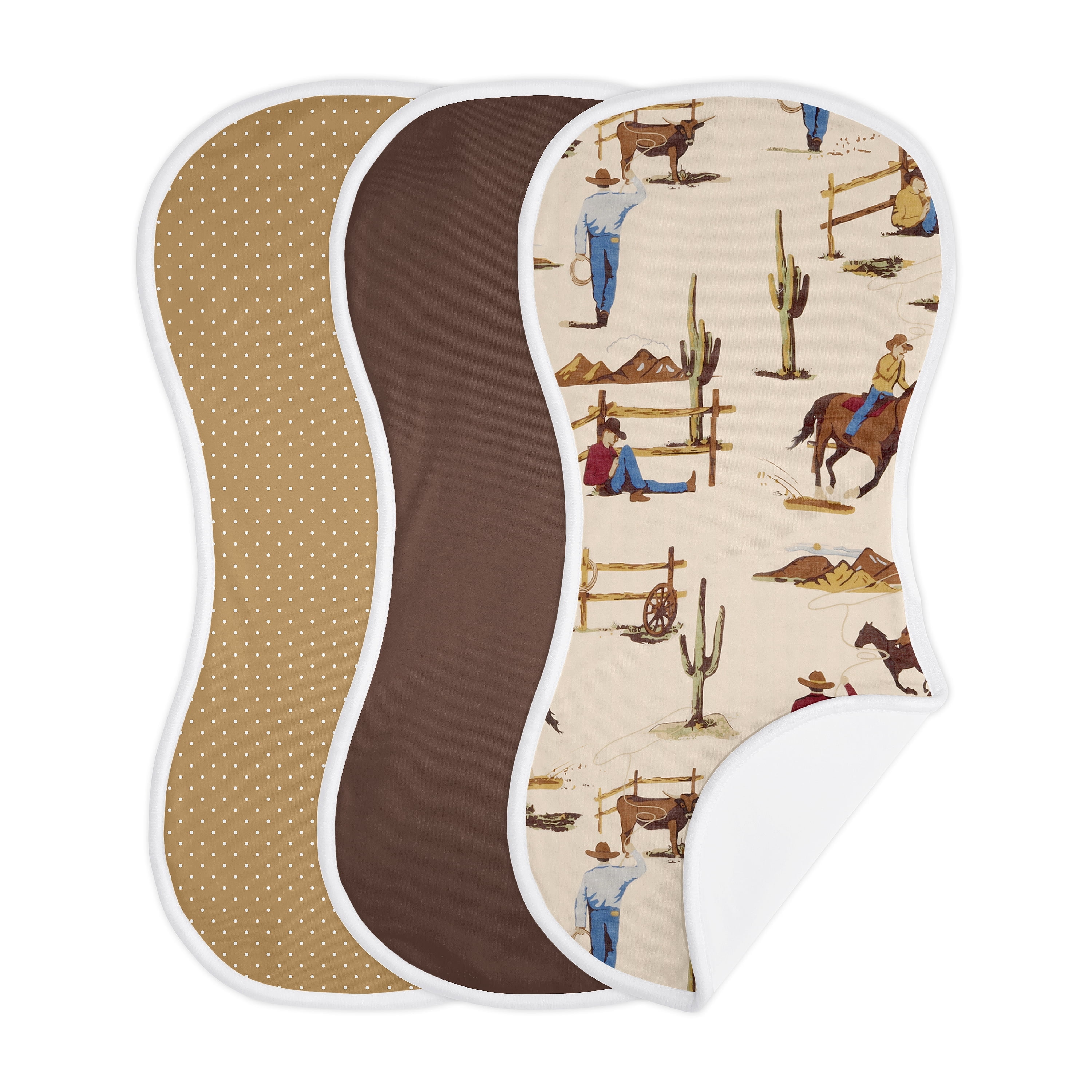 Sweet Jojo Designs Wild West Cowboy Brown Red Blue Absorbent Burp Cloths 3 Piece Set