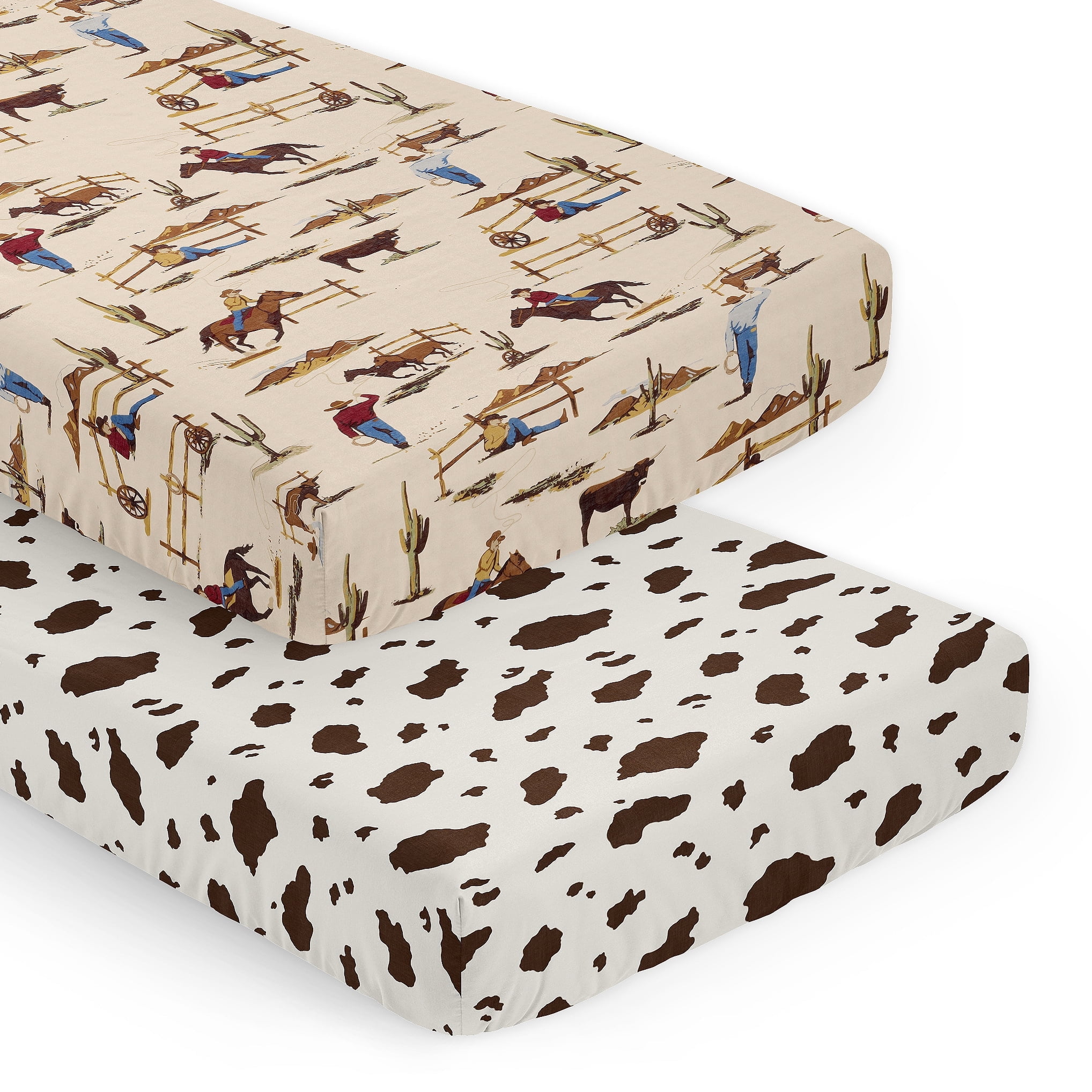 Sweet Jojo Designs Wild West Cowboy Brown Red Blue Fitted Crib Sheets 2 Piece Set