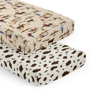 Sweet Jojo Designs Wild West Cowboy Brown Red Blue Fitted Crib Sheets 2 Piece Set