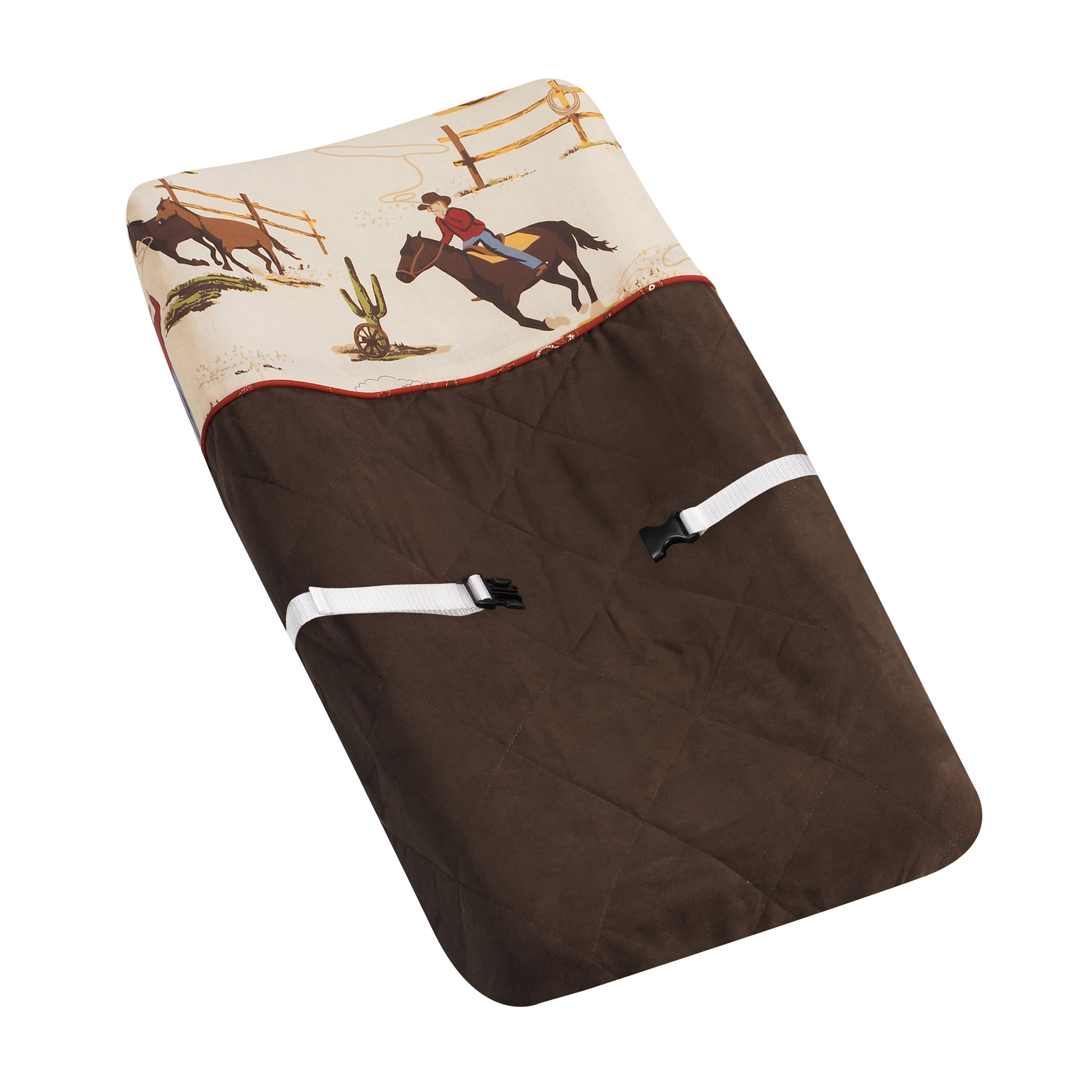 Wild West Cowboy Brown and Cream Cotton Changing Pad Cover