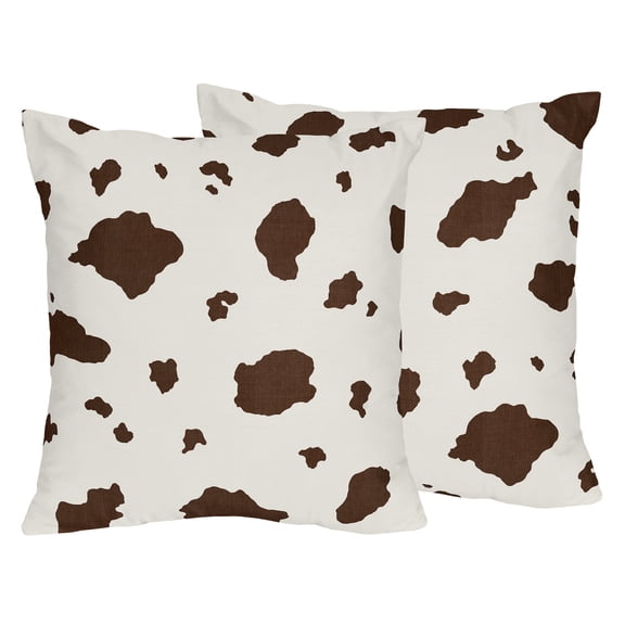 Sweet Jojo Designs Wild West Cowboy Ivory and Brown 18in Square Decorative Throw Pillows 2 Piece Set 18x18
