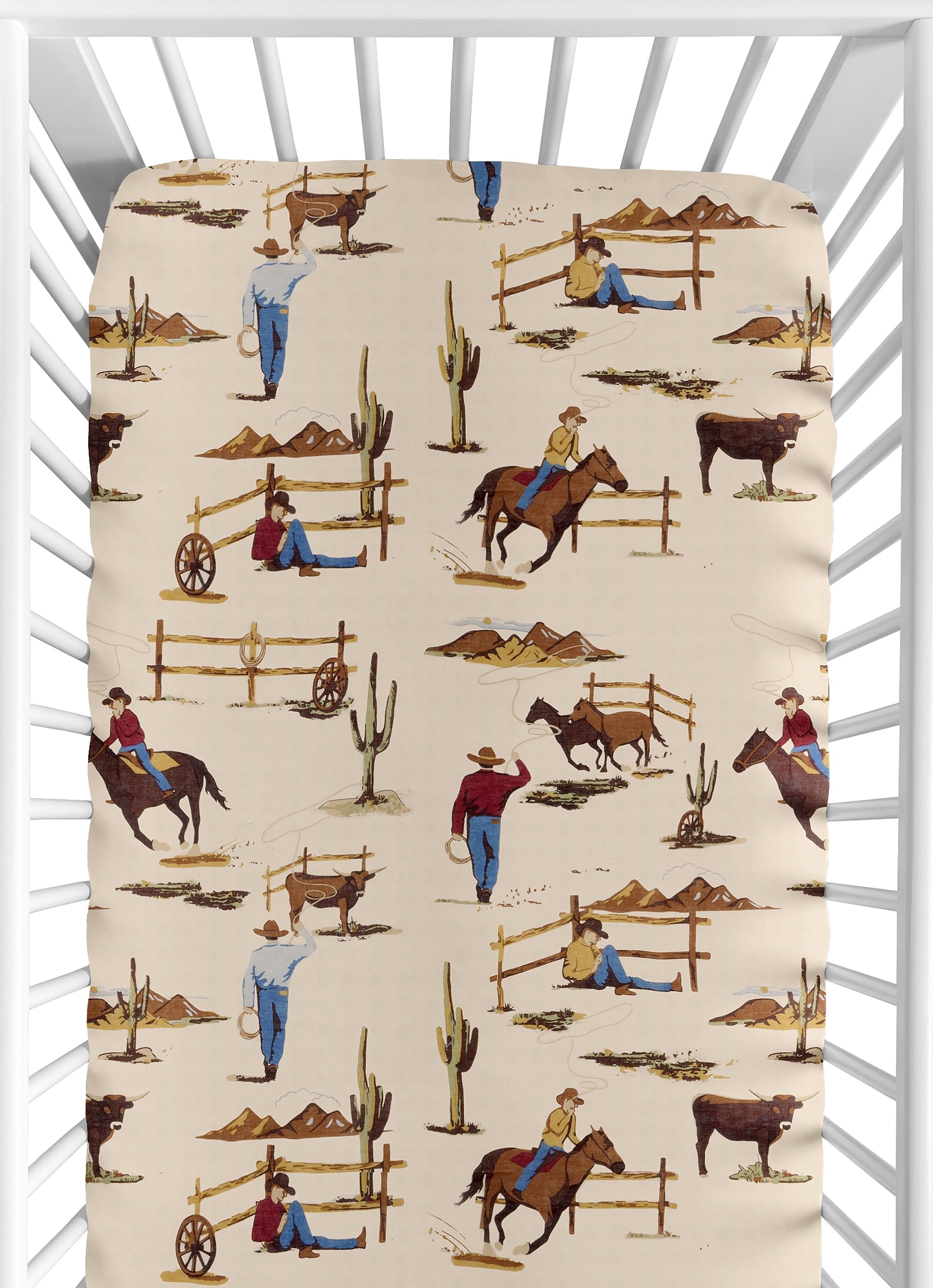 Sweet Jojo Designs Wild West Cowboy Multicolor Fitted Crib Sheet