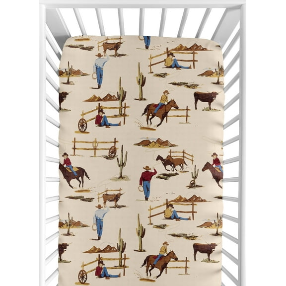 Sweet Jojo Designs Wild West Cowboy Multicolor Fitted Crib Sheet