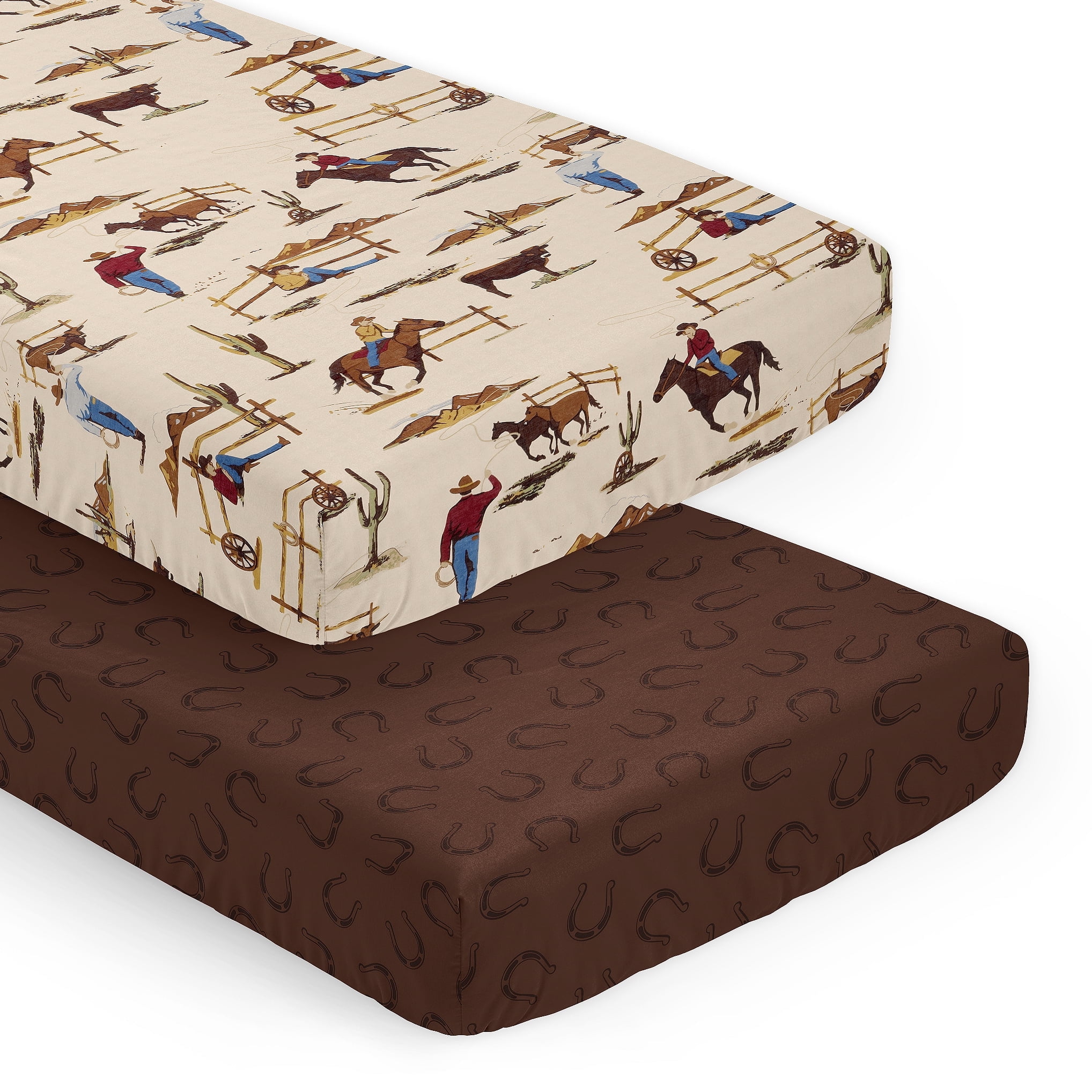 Sweet Jojo Designs Wild West Cowboy Multicolor Fitted Crib Sheets 2 Piece Set