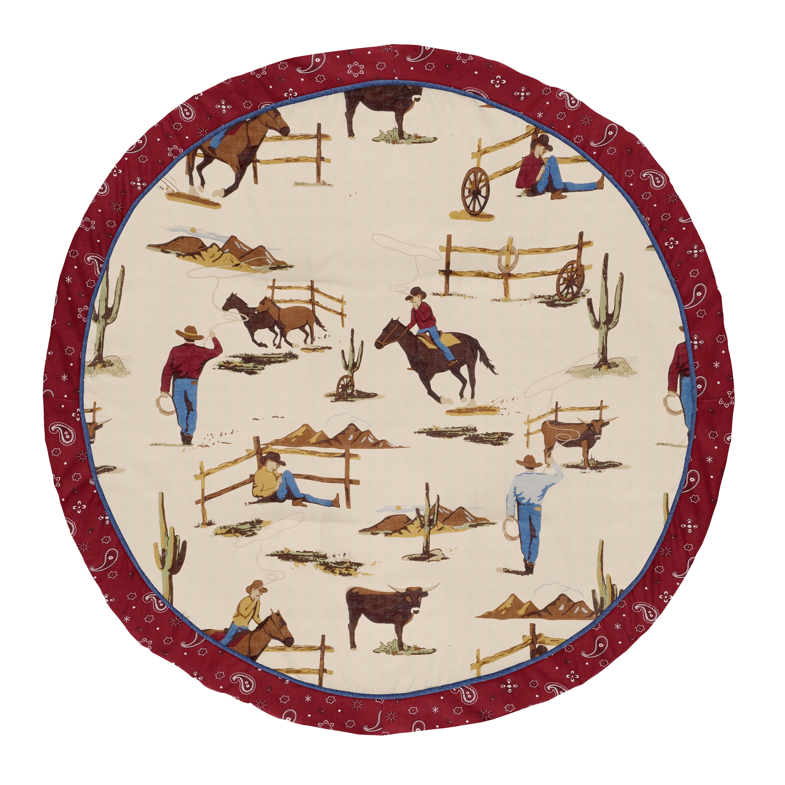 Sweet Jojo Designs Wild West Cowboy Taupe Red and Blue Baby Play Mat