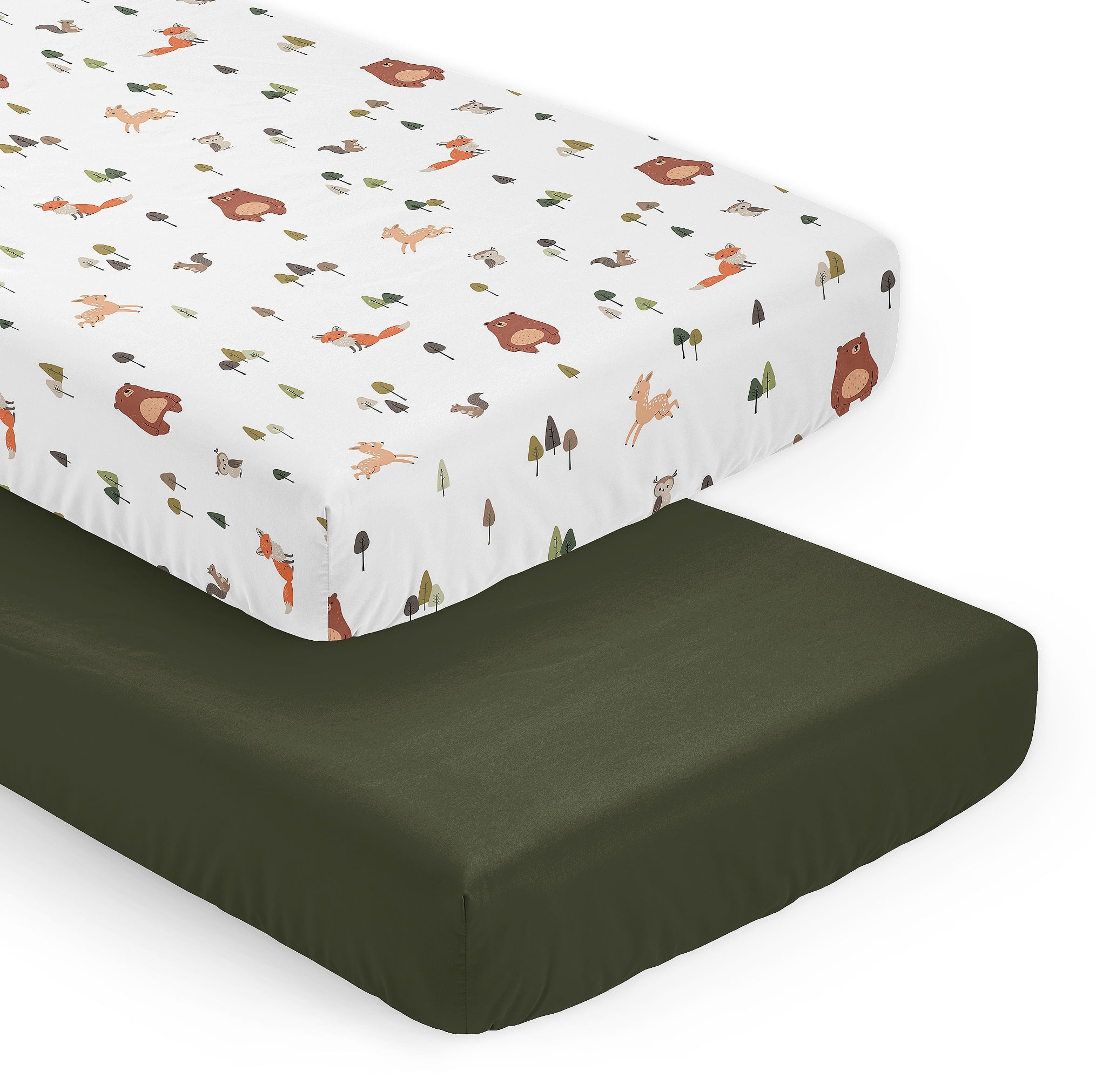 Sweet Jojo Designs Woodland Animal Pals Boy, Girl, Unisex/Gender Neutral Fitted Crib Sheets Set 2 Piece