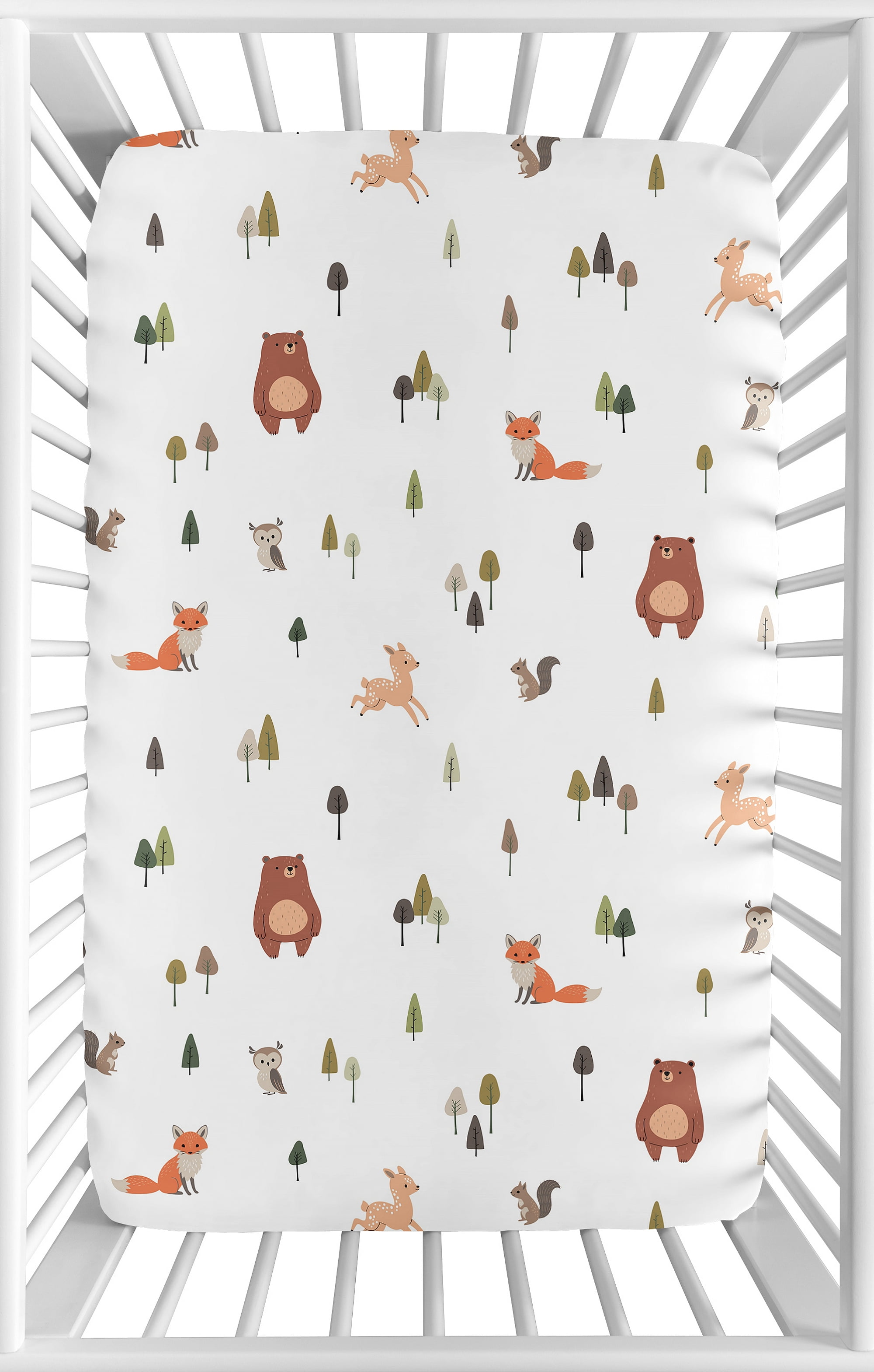 Sweet Jojo Designs Woodland Animal Pals Boy, Girl, Unisex/Gender Neutral Mini Fitted Crib Sheet