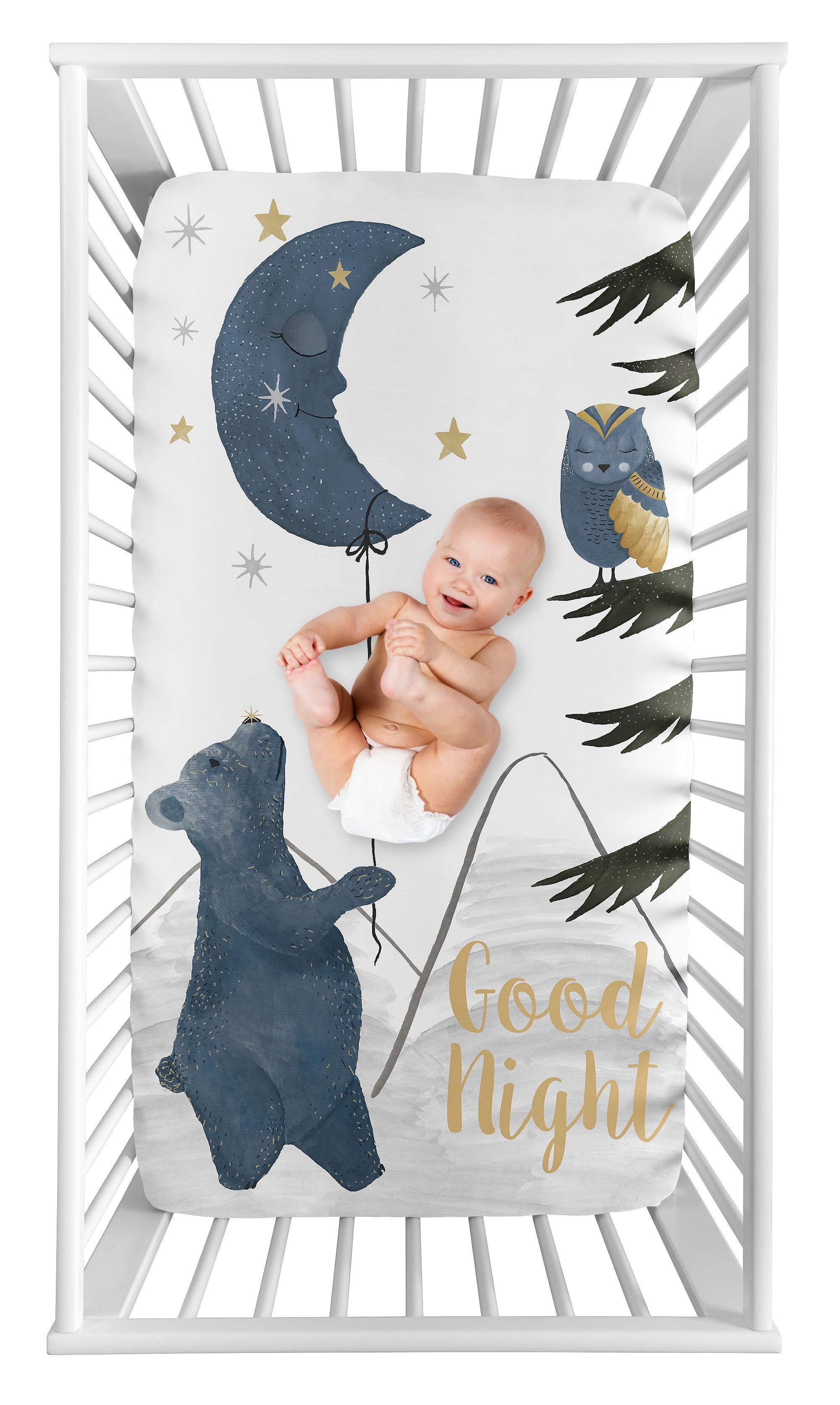 Sweet Jojo Designs Woodland Bear Fitted Crib Sheet – Easy Machine