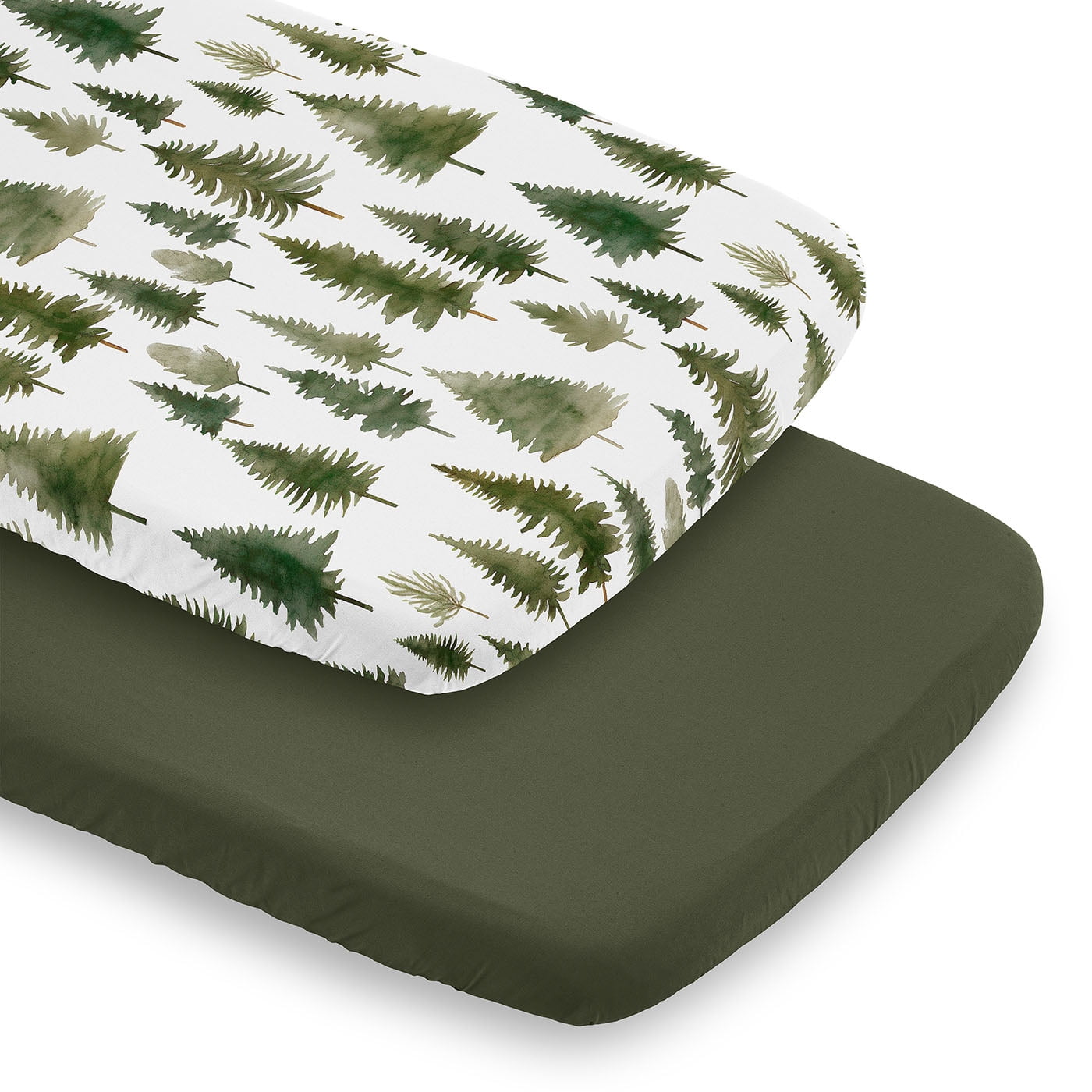 Sweet Jojo Designs Woodland Pine Tree Boy, Girl, Unisex/Gender Neutral Baby Bassinet Fitted Sheets Set 2 Piece