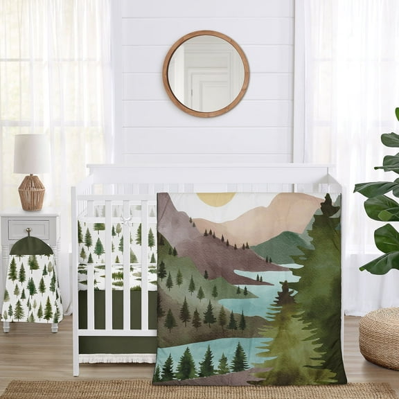 Sweet Jojo Designs Woodland Pine Tree Boy, Girl, Unisex/Gender Neutral Crib Bedding + BreathableBaby Breathable Mesh Liner