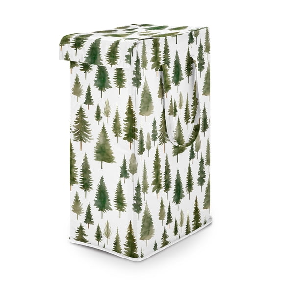 Sweet Jojo Designs Woodland Pine Tree Boy, Girl, Unisex/Gender Neutral Foldable Laundry Hamper with Handles