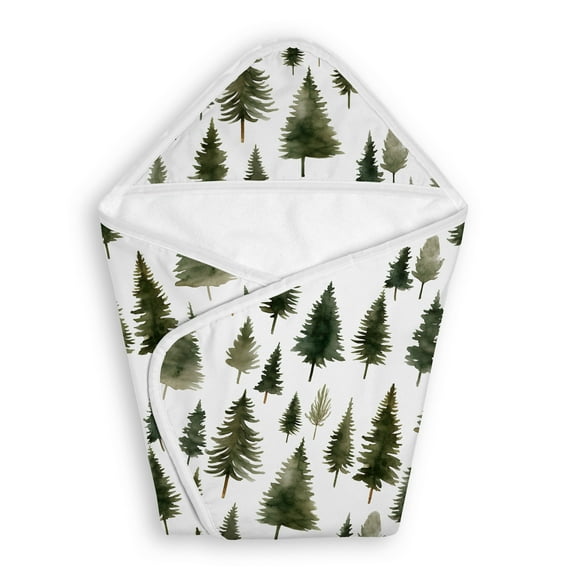 Sweet Jojo Designs Woodland Pine Tree Boy, Girl, Unisex/Gender Neutral Hooded Baby Towels - Toddler Bath Towel