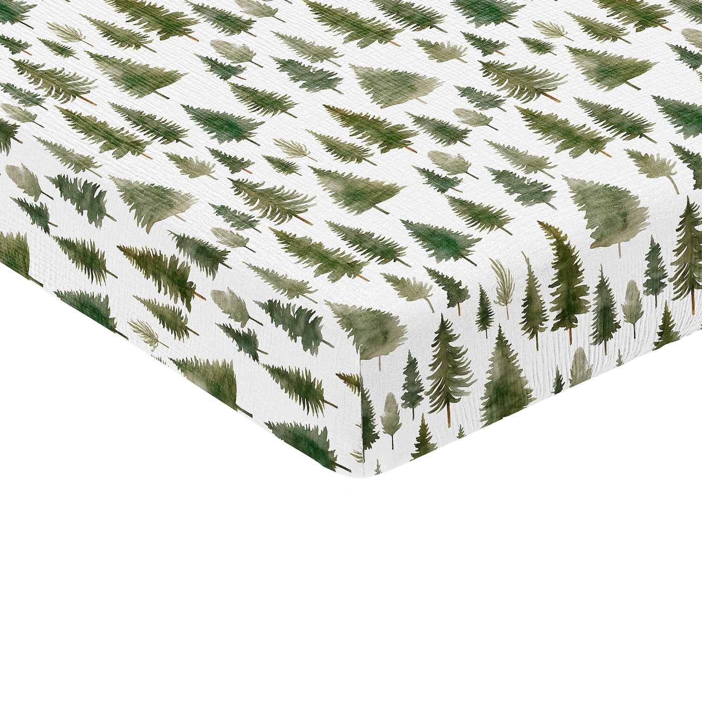 Sweet Jojo Designs Woodland Pine Tree Boy or Girl Gender Neutral Unisex 100% Cotton Muslin Fitted Crib Sheet