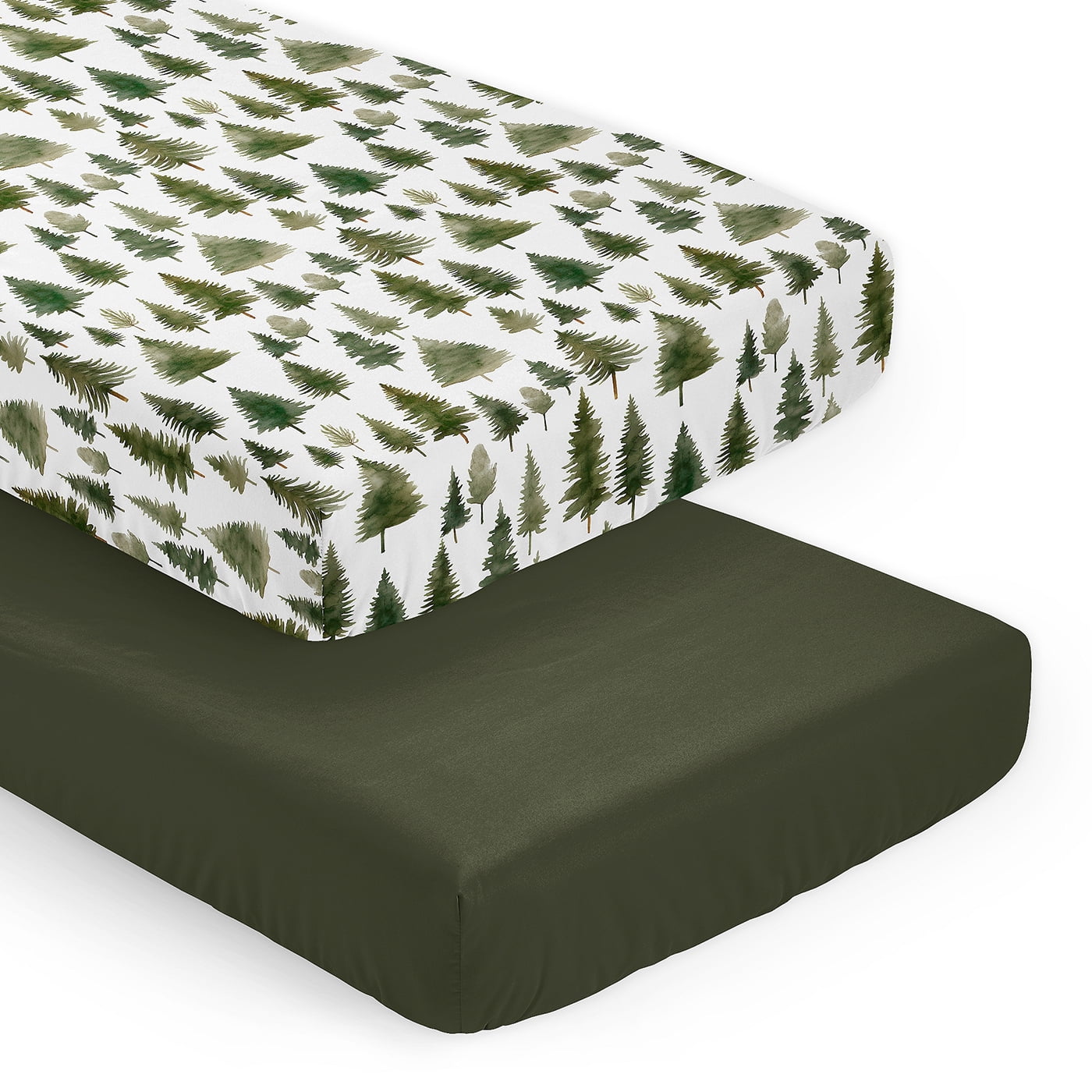 Sweet Jojo Designs Woodland Pine Tree Boy or Girl Gender Neutral Unisex Fitted Crib Sheets Set 2 Piece