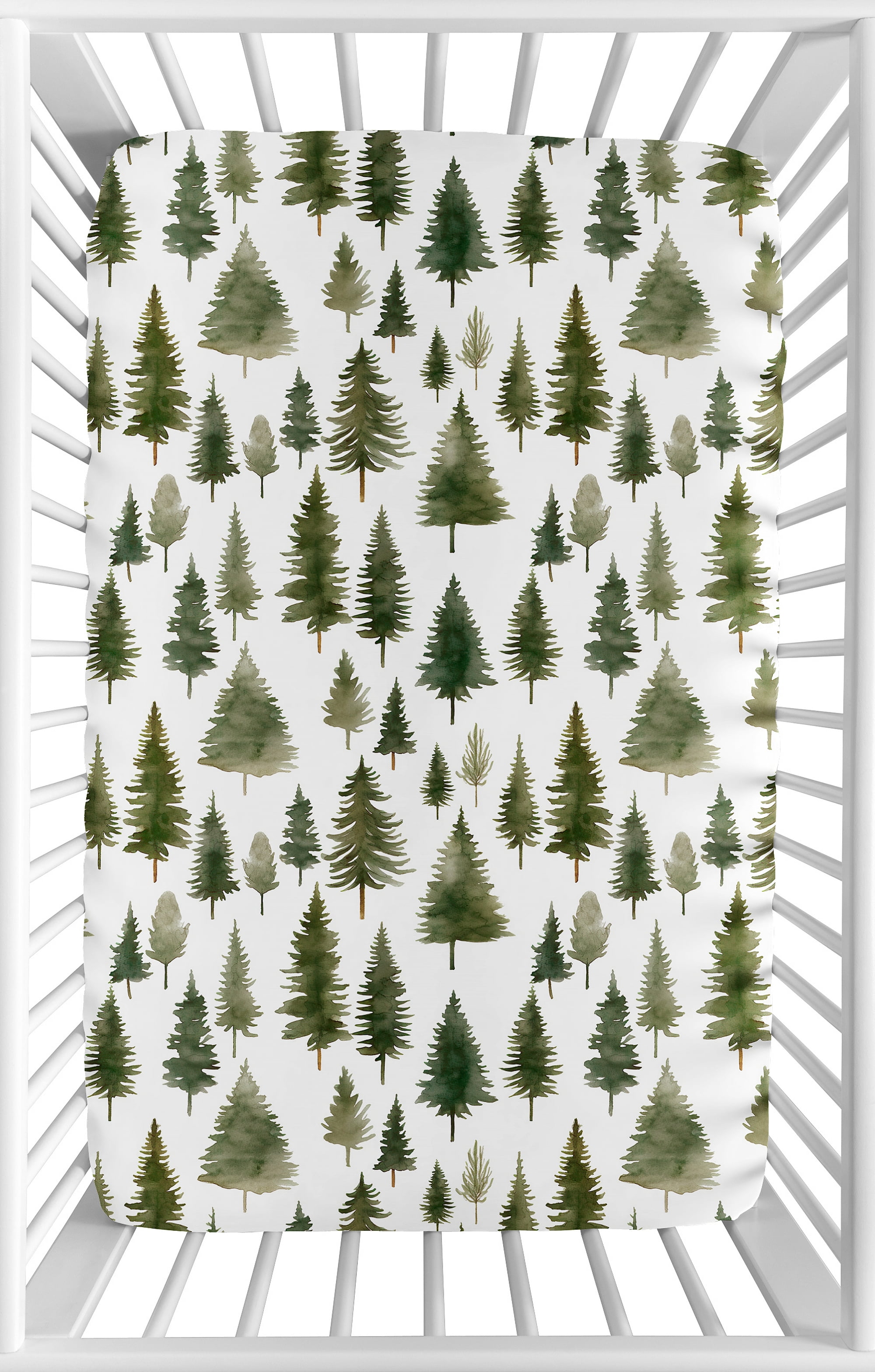 Sweet Jojo Designs Woodland Pine Tree Boy or Girl Gender Neutral Unisex Mini Fitted Crib Sheet