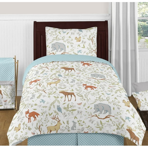 Sweet Jojo Designs Woodland Animal Toile Twin Bed Comforter Bedding Set