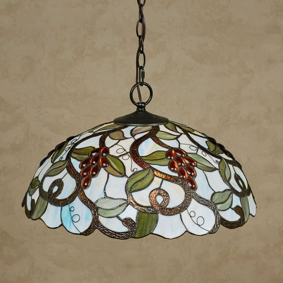 Sweet Jubilee Grapes Stained Glass Hanging Ceiling Light Plum, 30 “ Dia x 11”H