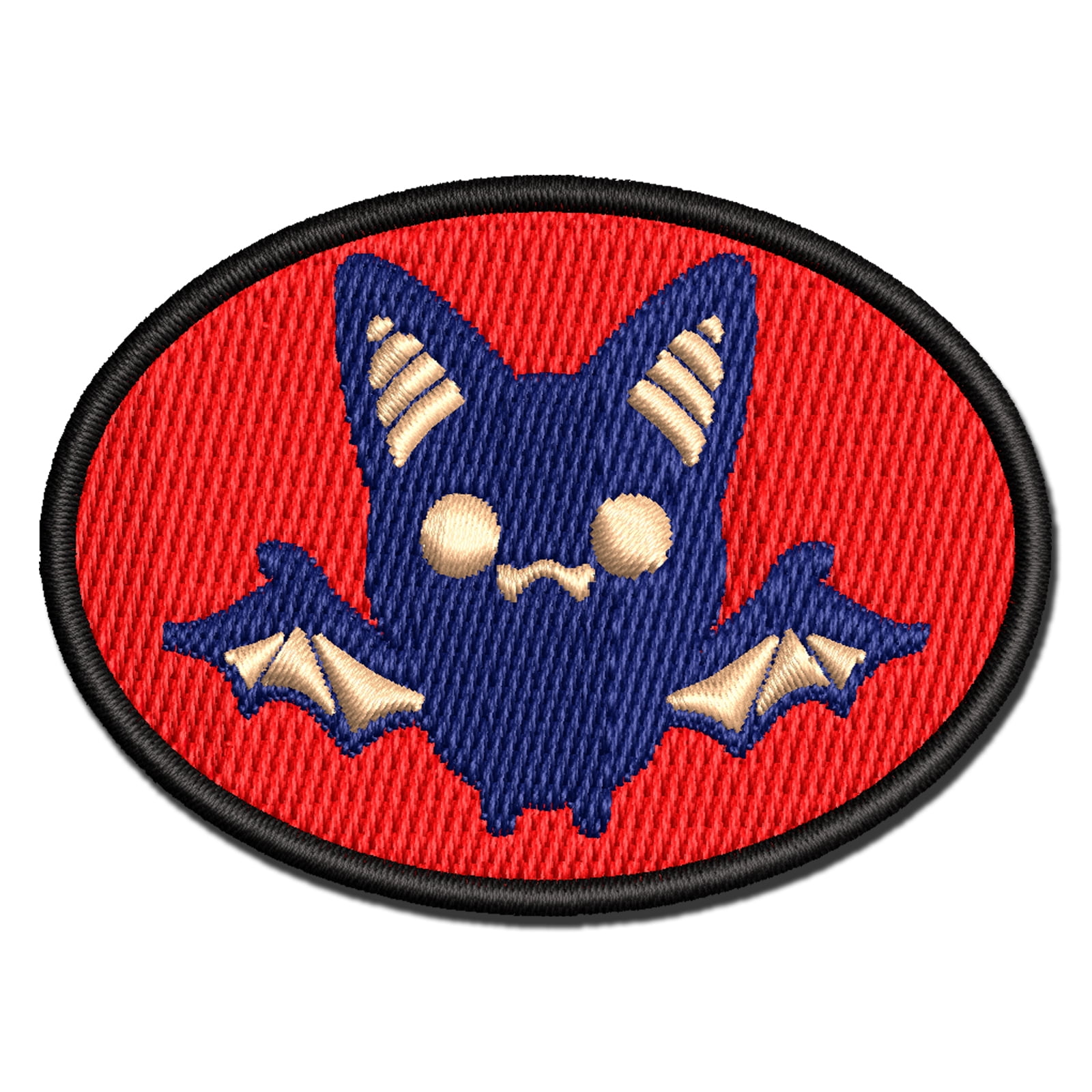 Sweet Kawaii Chibi Bat Flying Cat Halloween Applique Multi-Color Embroidered Iron-On Patch - 3.5 Inch Large