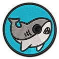 thumbnail image 1 of Sweet Kawaii Chibi Shark Applique Multi-Color Embroidered Iron-On Patch - 3.5 Inch Large, 1 of 5